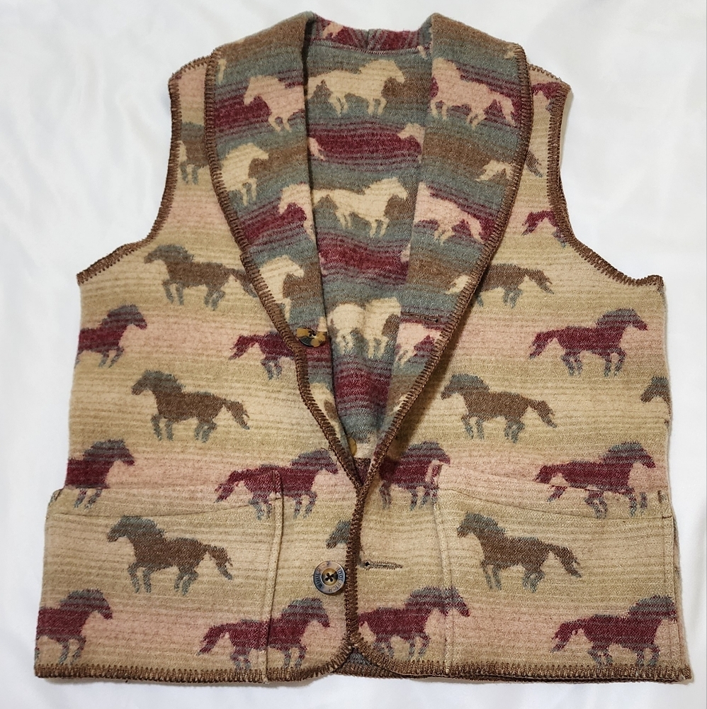Horse Patterned Reversible Woolrich Knit Vest